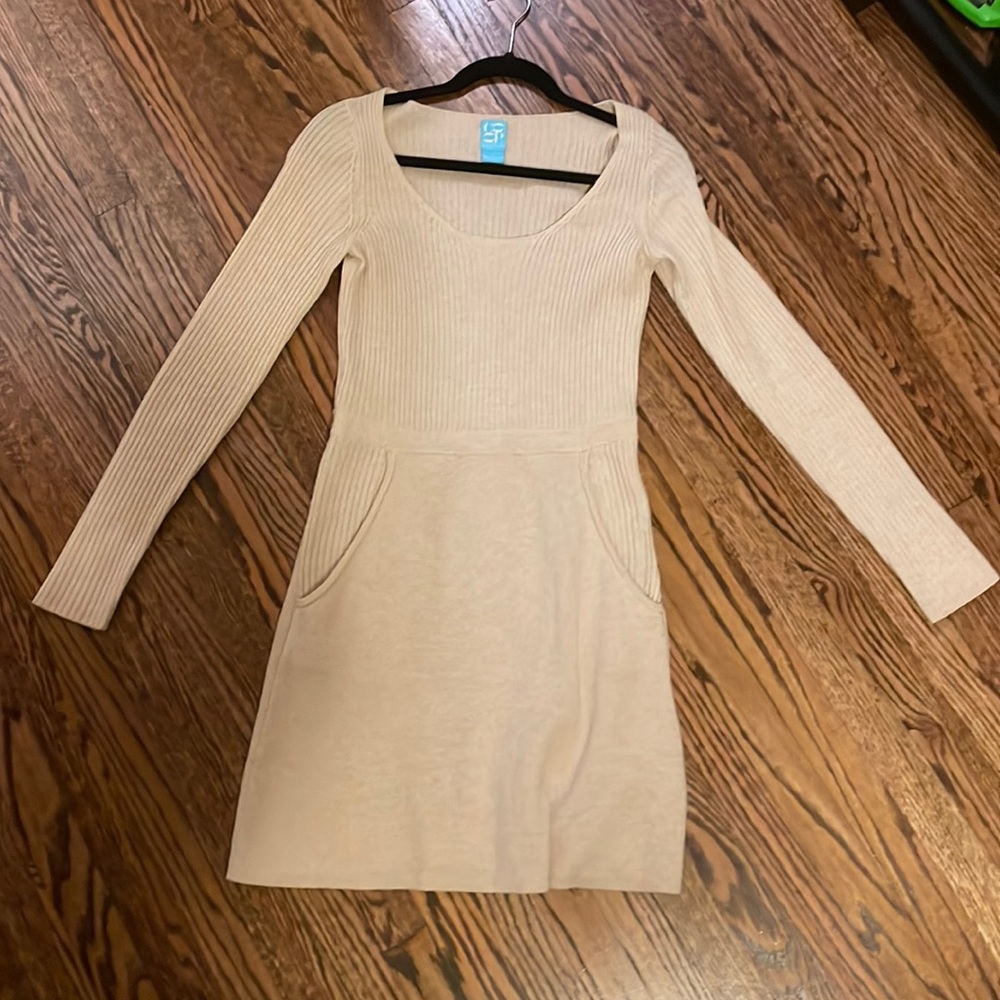Barneys New York crème wool and cashmere dress